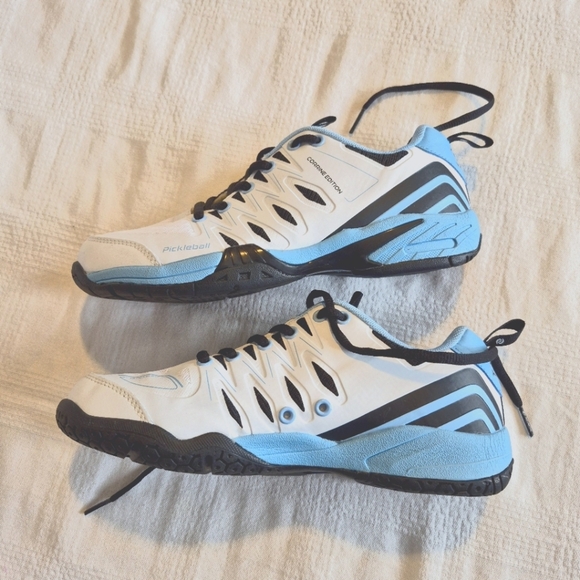Acacia women's size 8W white & light blue pickleball sneakers shoes EUC - Picture 3 of 8